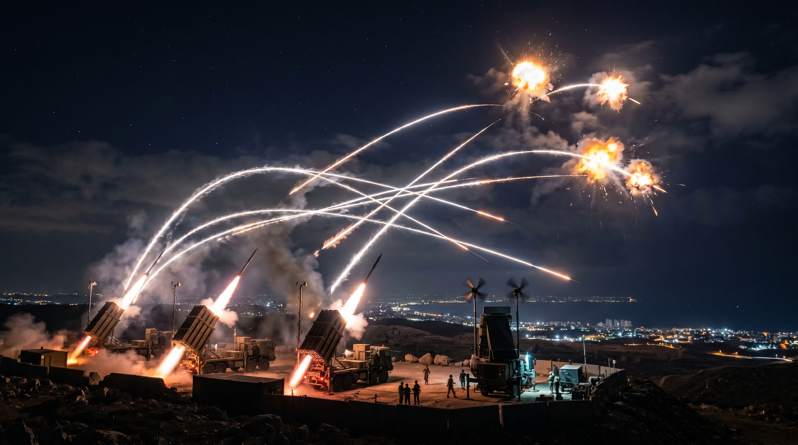 SSME Dome multi-layered air defense interception system neutralizing incoming threats