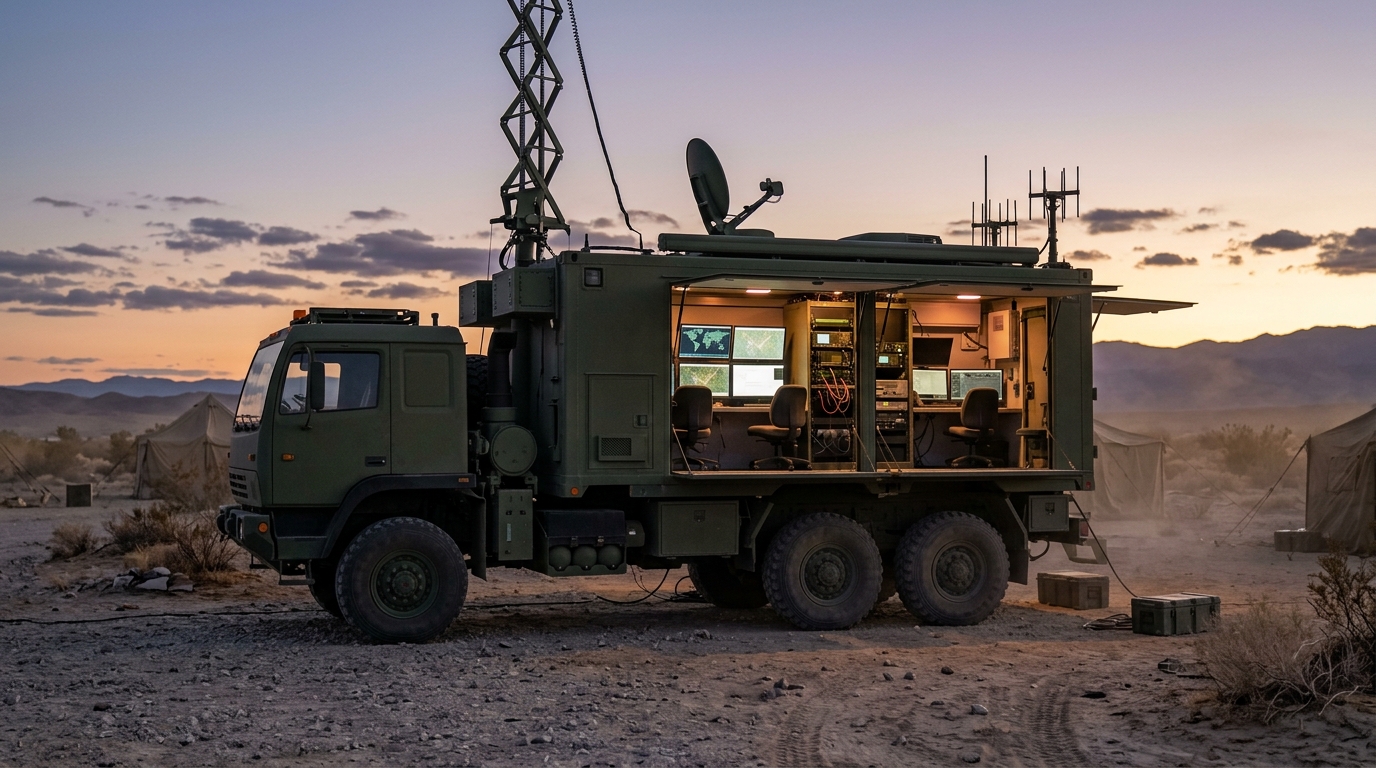 Mobile command unit deployed in the field providing portable C2 capability for border surveillance operations