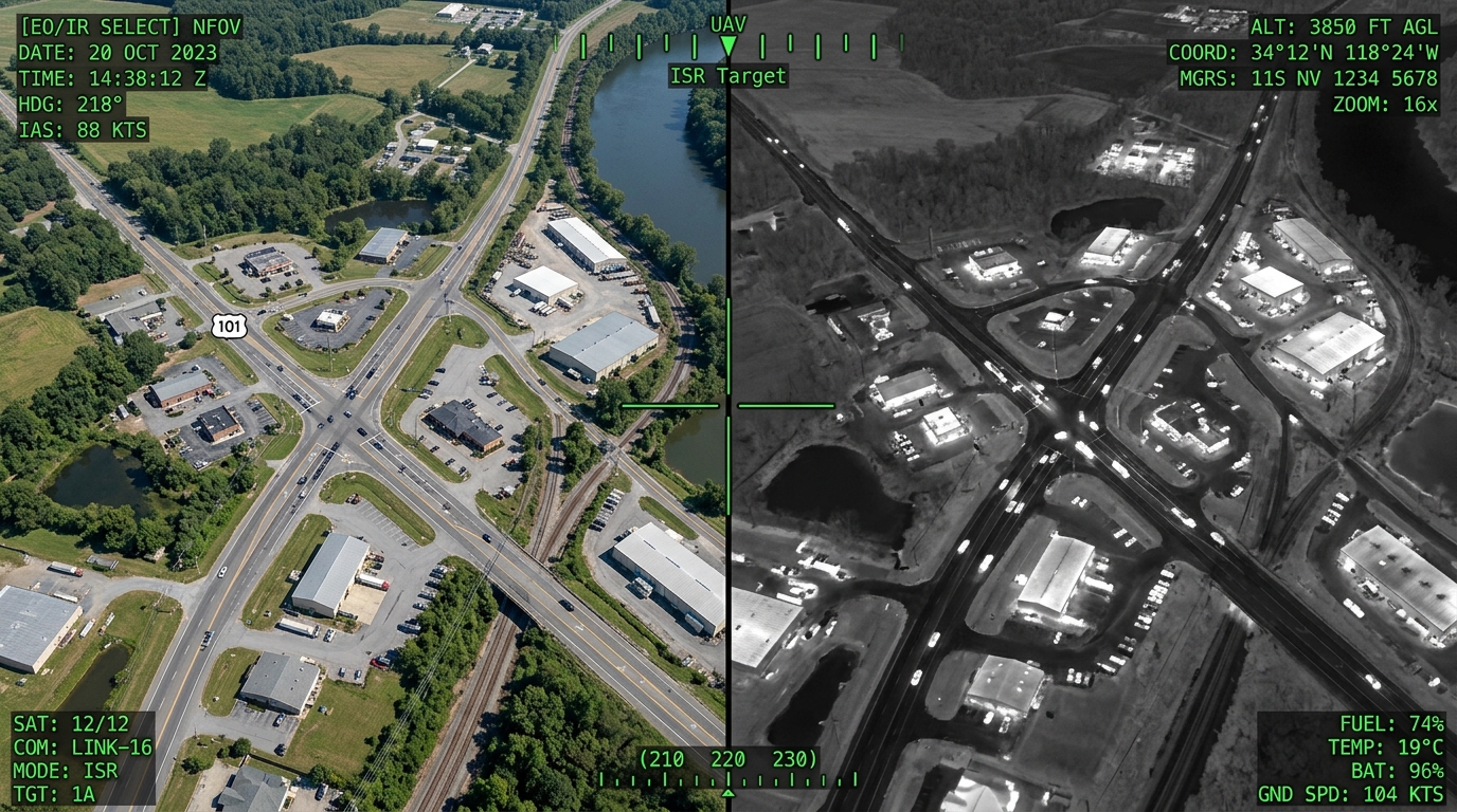 Electro-optical and infrared sensor payload capturing high-resolution surveillance imagery