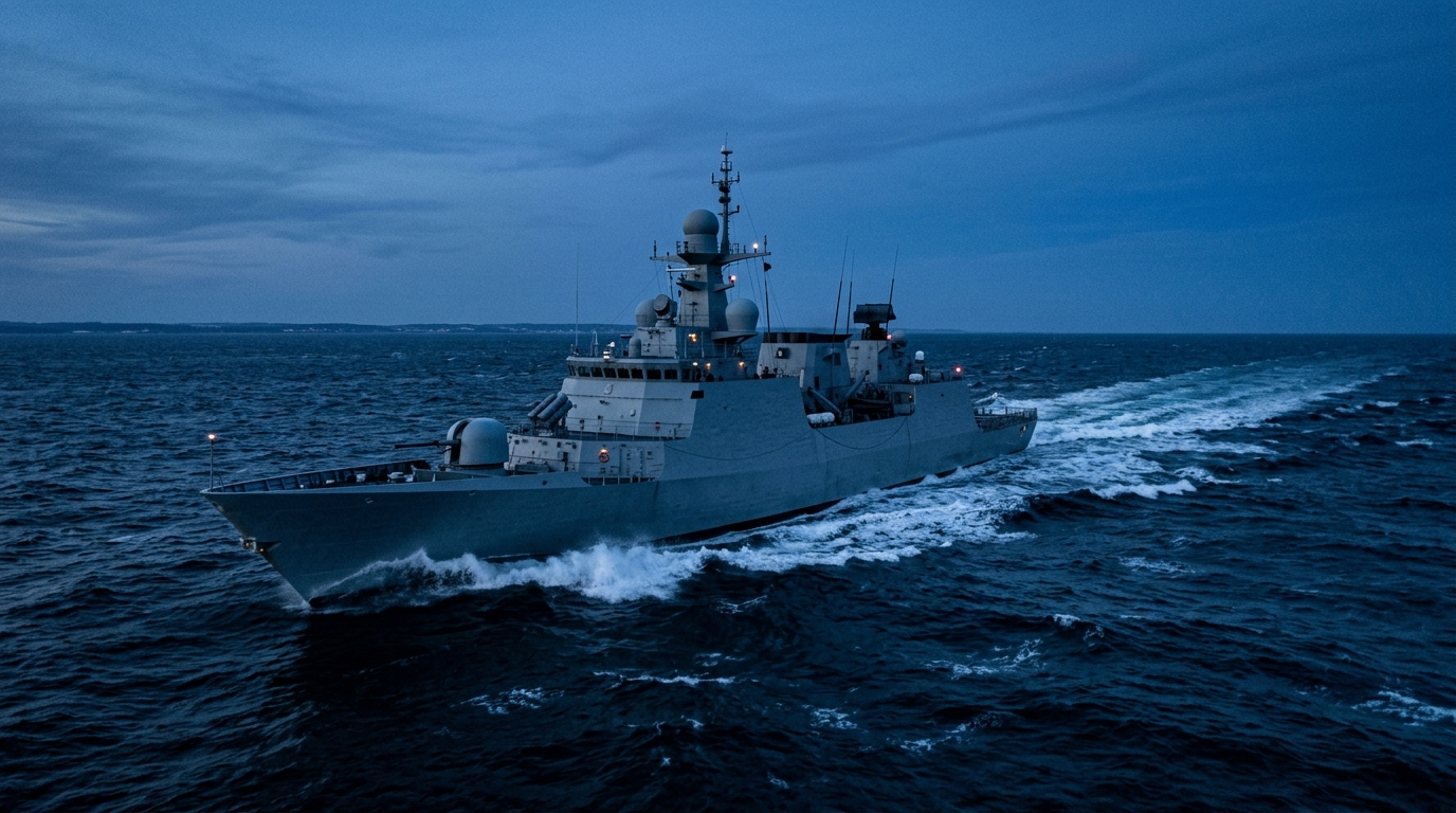 Naval vessel conducting patrol operations in Gulf maritime waters